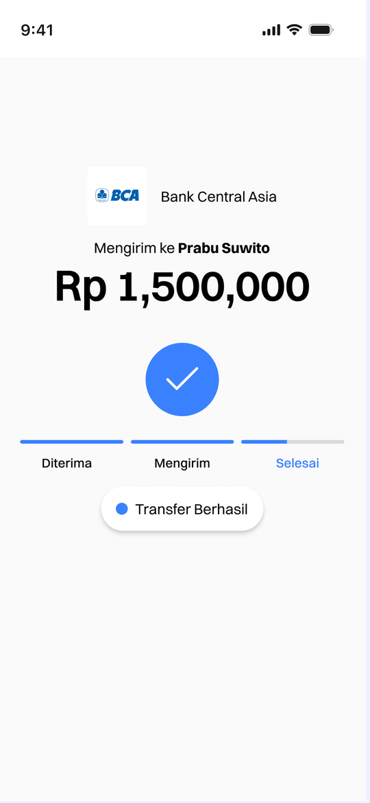 Status transfer pada tahap Selesai